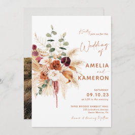 Invitación a la boda de Boho Pampas Terracotta MED