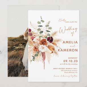 Invitación a la boda de Boho Pampas Terracotta MED