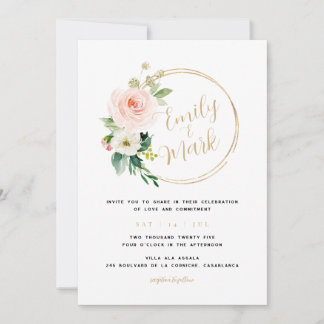 Invitación a la boda de Boho Rubor Florals