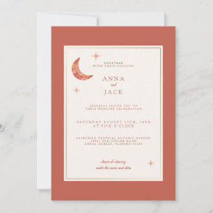 Invitación a la boda de Boho Terracotta Moon Stars