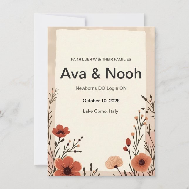 Invitación a la boda de Boho Terracotta Wildflower (Anverso)