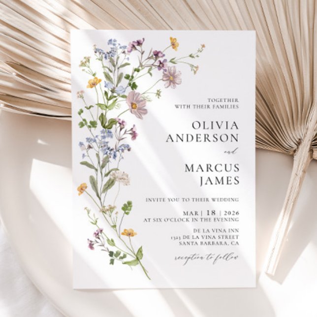 Invitación a la boda de Boho Whimsical Wildflower (Invitation Front)
