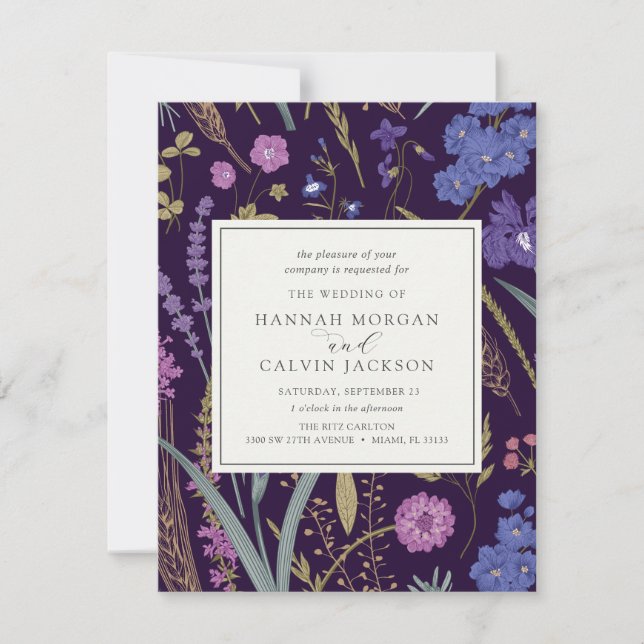 Invitación a la boda de Boho Wildflower (Anverso)