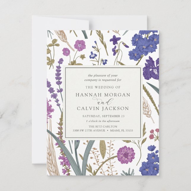 Invitación a la boda de Boho Wildflower (Anverso)