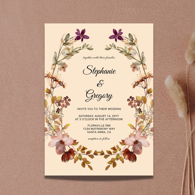 Invitación a la boda de Boho Wildflower en otoño (Subido por el creador)