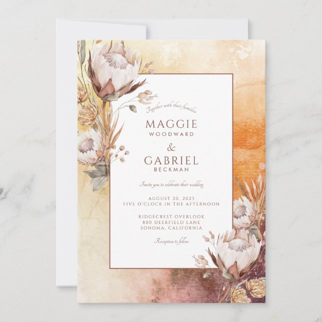 Invitación a la boda de Boho Wildflowers (Anverso)
