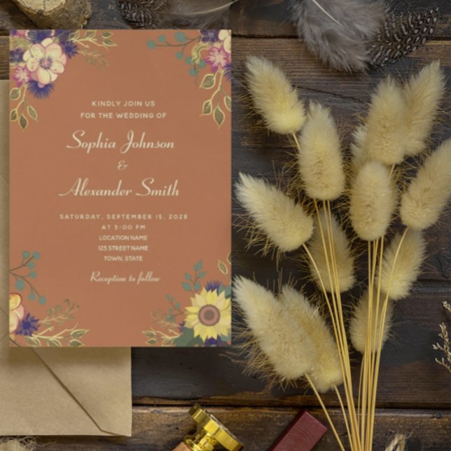 Invitación a la boda de Boho Wildflowers (Subido por el creador)