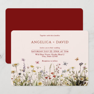 Invitación a la boda de Boho Wildflowers Butterfli