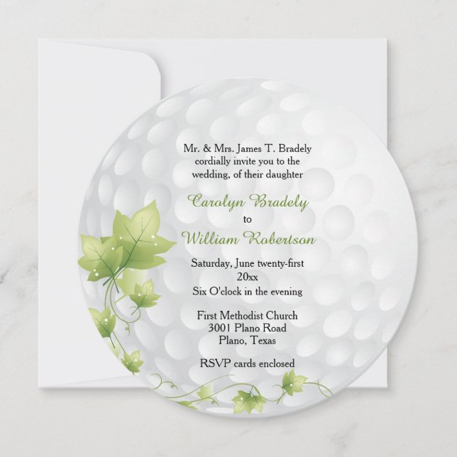 Invitación a la boda de Bola de Golf y Vides (Anverso)