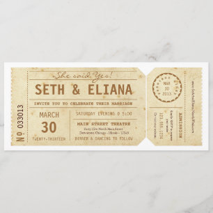 Invitación a la boda de boletos de la Vieja Playbi