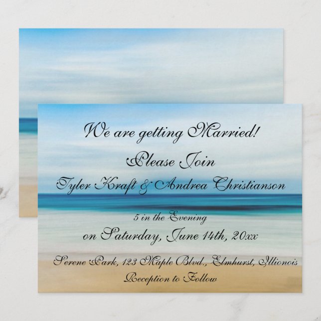 Invitación a la boda de bonito Beach Ocean Waves S (Anverso / Reverso)