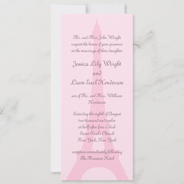 Invitación a la boda de bonito en París (Anverso)