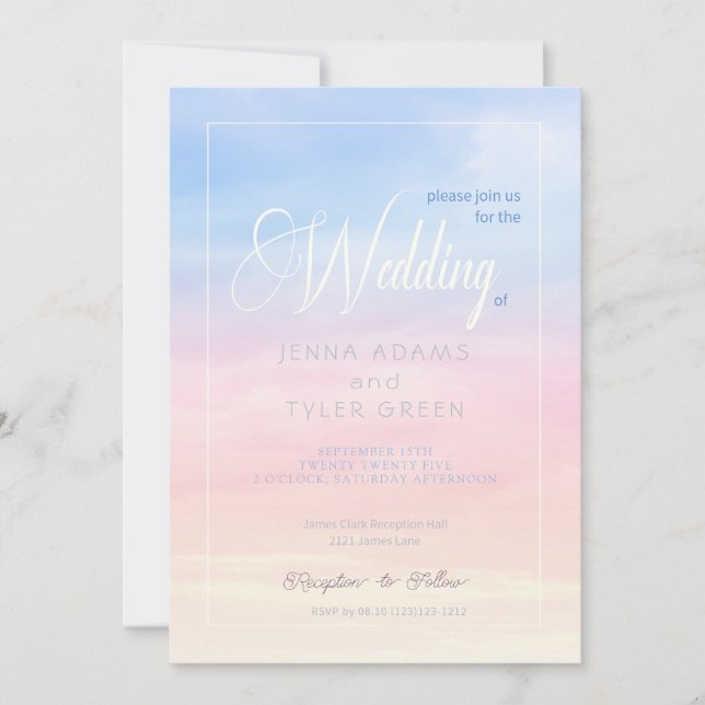 Invitación a la boda de bonito Pastel y Sky (Anverso)