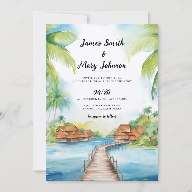 Invitación a la boda de Bora Bora Invitación a la  (Anverso)