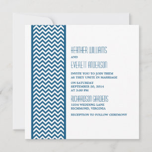 Invitación a la boda de borde de cheurón azul