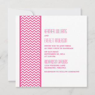 Invitación a la boda de borde de chevron rosado
