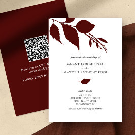 Invitación a la boda de Borgoña con código QR