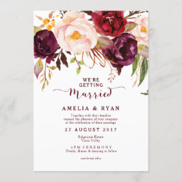 Invitación a la boda de Borgoña Floral Marsala