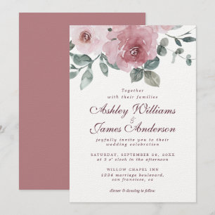 Invitación a la boda de Borgoña, Rosa de Dusty Flo