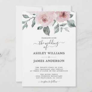 Invitación a la boda de Borgoña Rosa Dusty Floral