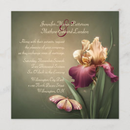 Invitación a la boda de Borgoña y Crema Iris