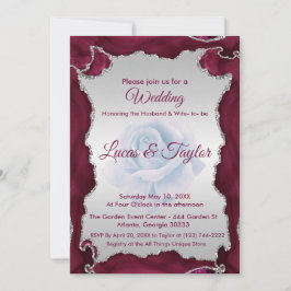 Invitación a la boda de Borgoña y Plata