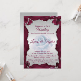 Invitación a la boda de Borgoña y Plata