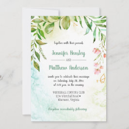 Invitación a la boda de botánicos de oro verde ros