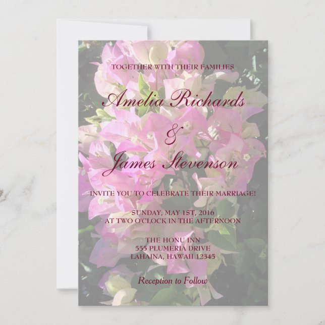 Invitación a la boda de Bougainvillea (Anverso)
