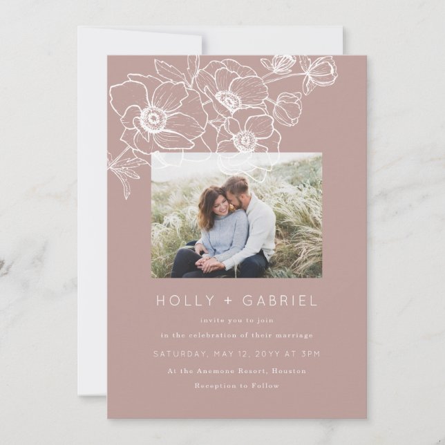 Invitación a la boda de Bouquet de Anemone (Anverso)