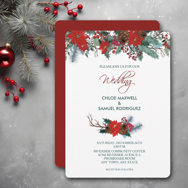 Invitación a la boda de Bouquet de borde de Poinse (Subido por el creador)