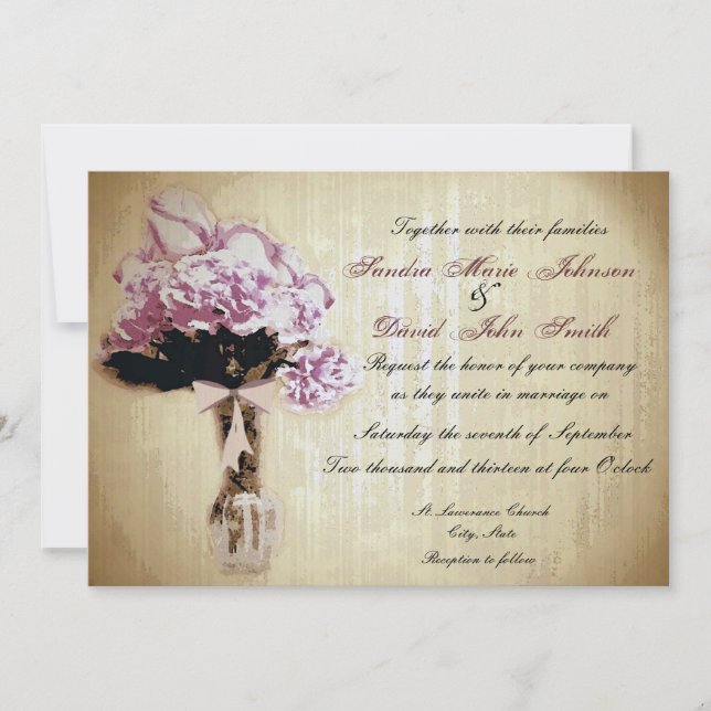 Invitación a la boda de Bouquet de época (Anverso)