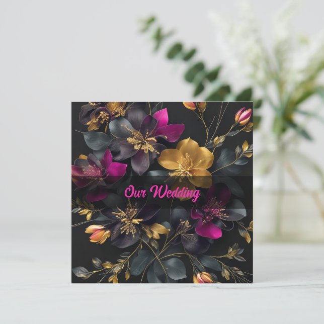 Invitación a la boda de Bouquet pintada (Anverso de pie)