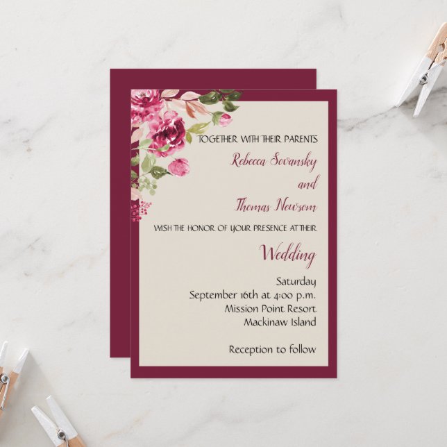 Invitación a la boda de Boysenberry (Anverso/Reverso In Situ)