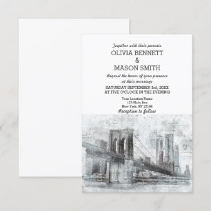 Invitación a la boda de Brooklyn City Skyline de N