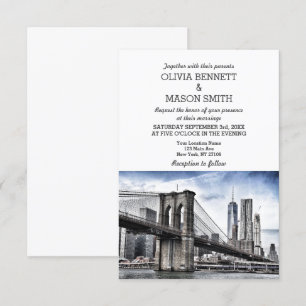 Invitación a la boda de Brooklyn City Skyline de N