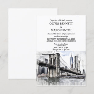 Invitación a la boda de Brooklyn City Skyline de N