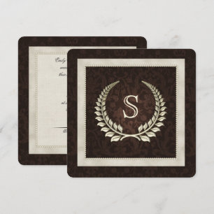 Invitación a la boda de Brown damask y Pearls