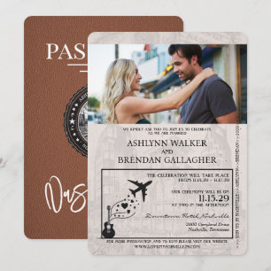 Invitación a la boda de Brown Nashville Passport