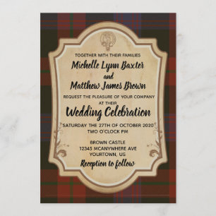 Invitación a la boda de Brown Tartán