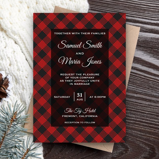 Invitación a la boda de búfalo rojo moderno (Subido por el creador)