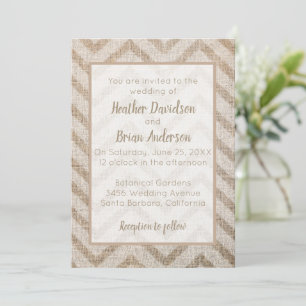 Invitación a la boda de Burlap Chevron