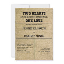 Invitación a la boda de Burlap en Occidente