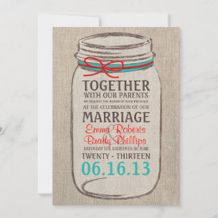 Invitación a la boda de Burlap & Mason Jar
