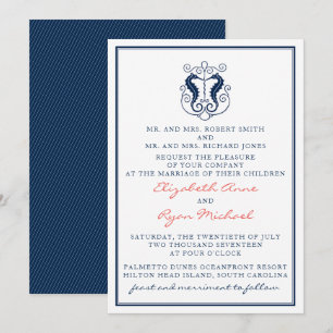 Invitación a la boda de caballitos de mar rusos -