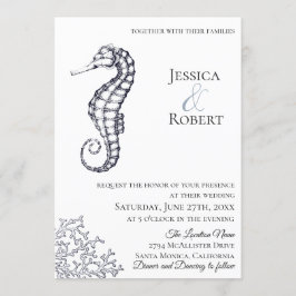 Invitación a la boda de caballitos náuticos de la