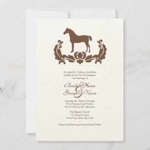 Invitación a la boda de caballos Damasco Marrón y 