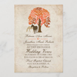 Invitación a la boda de caballos de otoño Naranja
