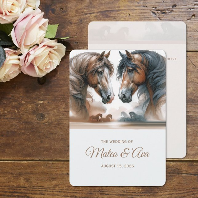 Invitación a la boda de caballos marrones naturale (Subido por el creador)