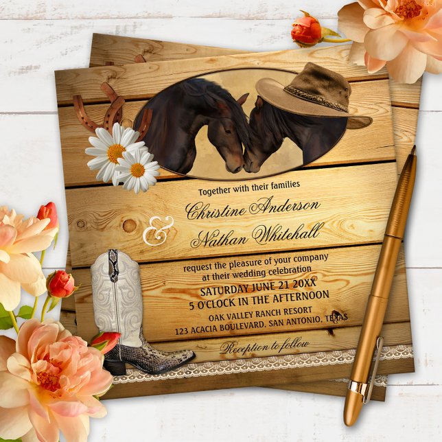 Invitación a la boda de caballos occidentales en u (Subido por el creador)